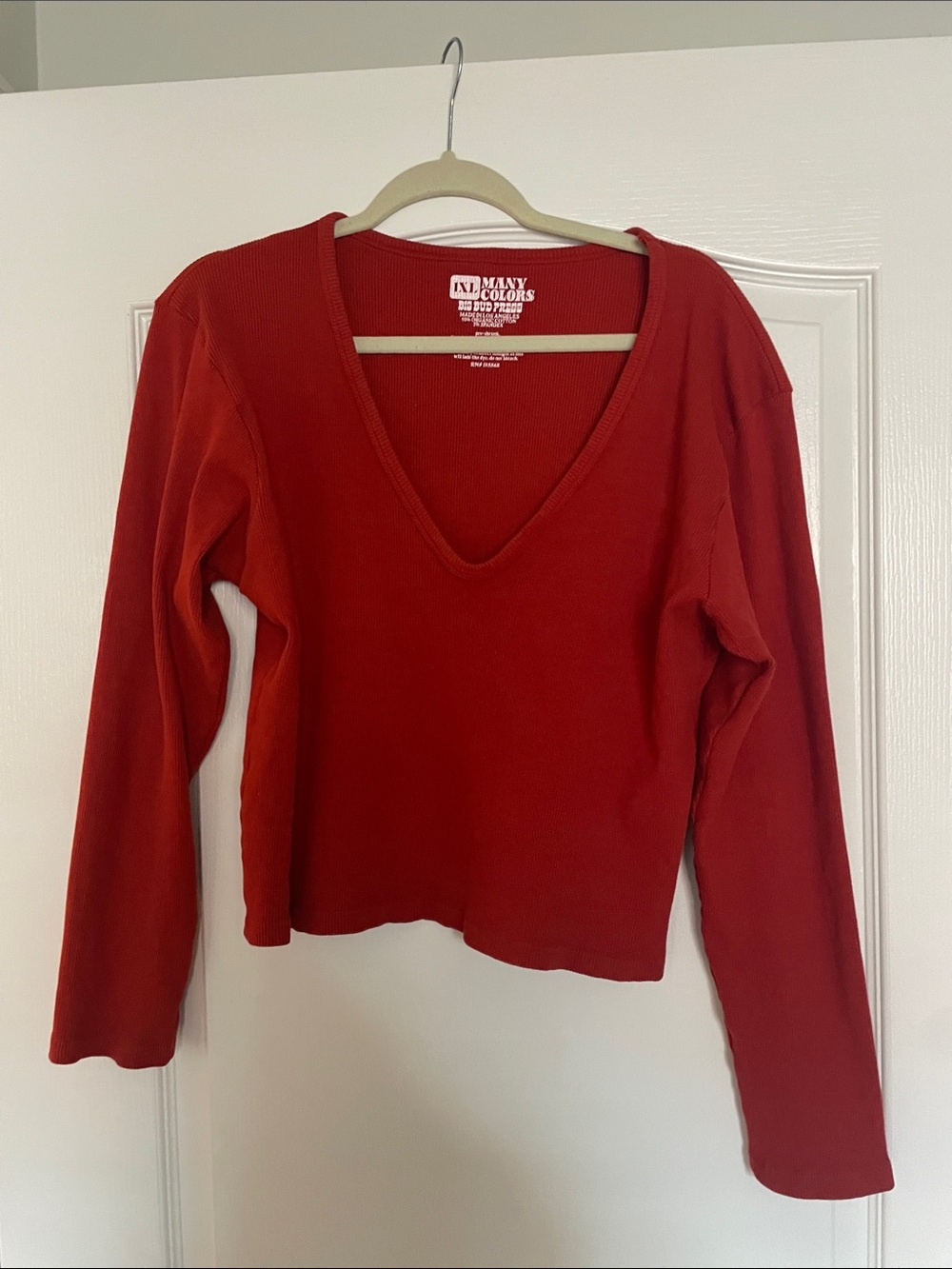 Big Bud Press Red V-Neck Long Sleeve Tee